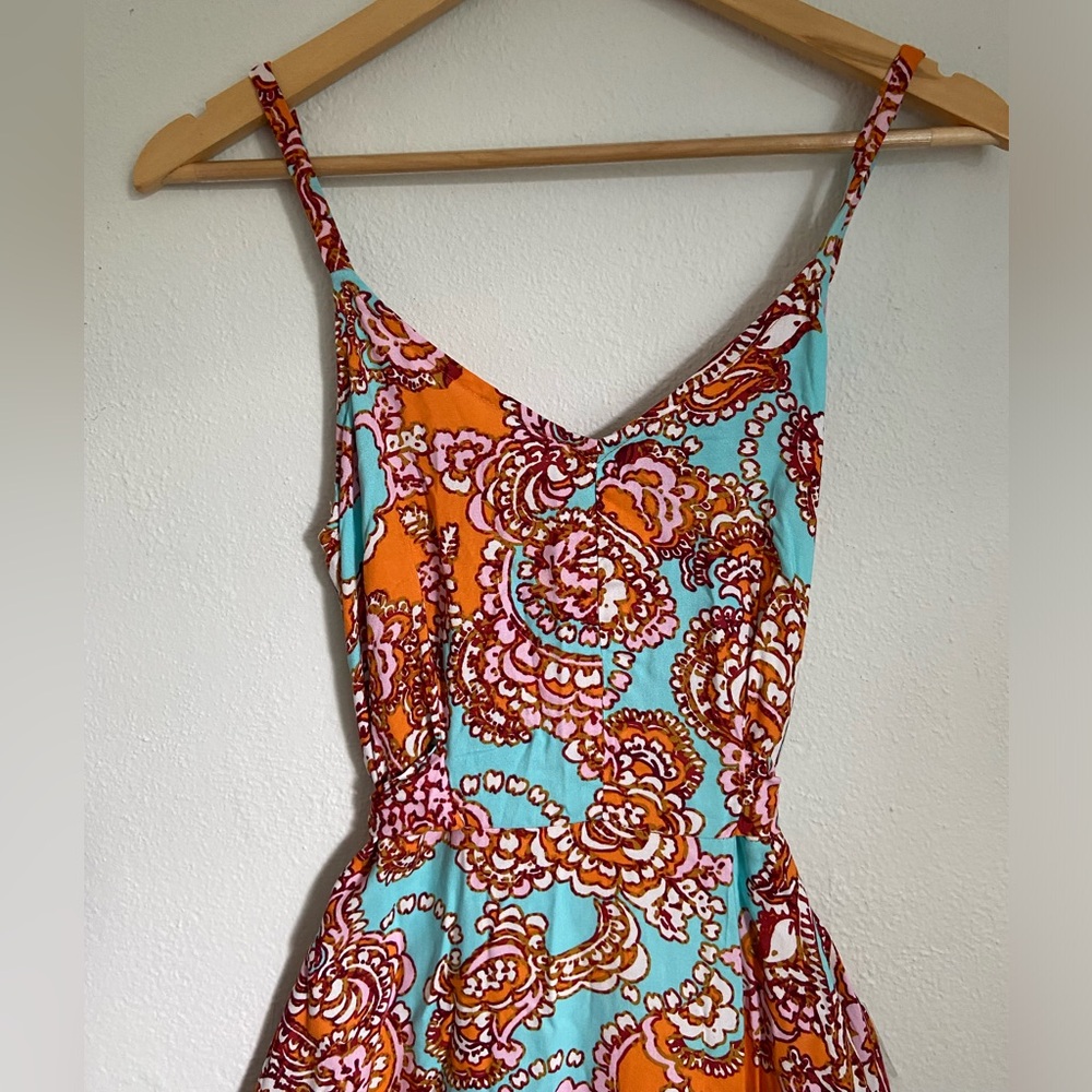 Women’s Vibrant Paisley Maxi Dress Blue Orange - Size S